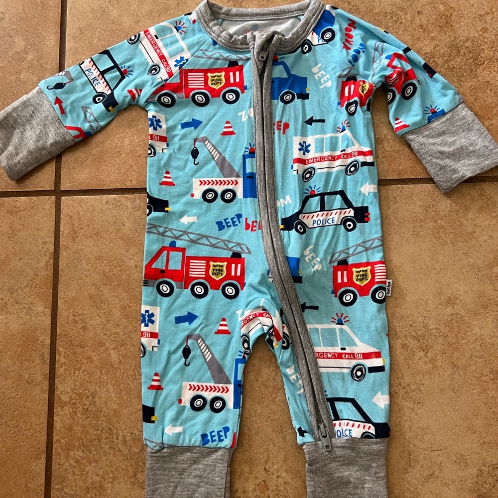 Little Sleepies Blue Emergency Vehicle Print Pajamas